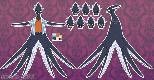 anthro black_body clothing color_swatch expressions front_view horizontal_pupils legless long_tongue male orange_clothing orange_shirt orange_topwear pattern_background pattern_clothing pattern_shirt pattern_topwear pupils shirt side_view simple_background solo striped_clothing striped_shirt striped_topwear stripes suckers t-pose tentacle_arms tongue topwear white_eyes yellow_sclera poparc_nsfw hazbin_hotel hellaverse edwin_(poparc_nsfw) fan_character aquatic cephalopod coleoid demon mollusk octopodiform sinner_demon hi_res model_sheet