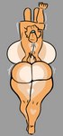 anthro antlers back_boob big_breasts big_butt breasts butt butt_heart female fur hair heart_(marking) horn huge_breasts huge_butt markings orange_body orange_fur ponytail solo stretching thick_thighs walking wide_hips shewiff hazel_(shewiff) humanoid jackalope lagomorph mammal hi_res