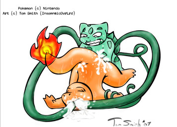 3_tentacles all_fours ambiguous_gender ambiguous_penetrated ass_up biped black_text bodily_fluids butt cum cum_in_mouth cum_inside cum_on_butt cum_on_tentacle dark_text doggystyle double_penetration duo eyes_closed feral feral_on_feral feral_penetrated feral_penetrating feral_penetrating_feral fire flaming_tail from_behind_position genital_fluids green_body green_ears green_face green_skin green_tentacles grin interspecies lidded_eyes light_eyes male male/ambiguous male_penetrating male_penetrating_ambiguous no_pupils open_mouth oral oral_penetration orange_body orange_face orange_skin orange_tail penetration plant plant_tentacles quadruped raised_tail rape_face sex simple_background smile sweat tail tapering_tail teeth tentacle_in_mouth tentacle_penetration tentacle_sex tentacles text white_background white_eyes year conditional_dnp insomniacovrlrd nintendo pokemon bulbasaur charmander elemental_creature flora_fauna generation_1_pokemon pokemon_(species) 2007 artist_name copyright_name digital_media_(artwork) signature