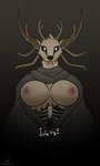 anthro antlers areola big_breasts breasts brown_body brown_fur crossgender dialogue female fur glowing glowing_eyes horn looking_at_viewer nipples nude simple_background solo talking_to_viewer sirdoomwolf spooky's_jump_scare_mansion specimen_8 deer deity mammal monster 3:5 hi_res