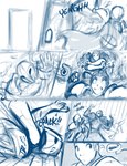 armor clothed clothing dialogue duo_focus elemental_manipulation fully_clothed group headgear helmet magic offscreen_character punch text conditional_dnp tom_fischbach twokinds kieren templar_knight human mammal 2025 blue_and_white comic english_text monochrome