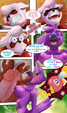 anthro bangs beak blush bodily_fluids bodypaint breasts cum cum_inside duo feathers female fur genital_fluids genitals green_eyes hypnosis impregnation male male/female mind_control nipples nude ovum penetration penile penile_penetration penis penis_in_vagina purple_body purple_eyes purple_feathers purple_fur romantic_confession shocked sperm_cell tail tail_feathers text tongue vaginal vaginal_penetration pantyking indigo_park mollie_macaw rambley_raccoon avian bird macaw mammal neotropical_parrot parrot procyonid raccoon true_parrot comic english_text hi_res