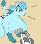 all_fours anthro big_breasts blue_nipples bodily_fluids breast_milking breasts duo female lactating milk nipples nintendo pokemon eeveelution generation_4_pokemon glaceon pokemon_(species) compression_artifacts low_res