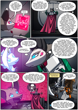 anthro armor clothing dialogue female group inside male text kitfox-crimson in_our_shadow marble_(kitfox-crimson) russet_(kitfox-crimson) schorl_(kitfox-crimson) seed_(kitfox-crimson) sodalite_(kitfox-crimson) tourmaline_(kitfox-crimson) american_opossum mammal marsupial murid murine procyonid raccoon rat rodent sciurid tree_squirrel virginia_opossum absurd_res comic english_text hi_res