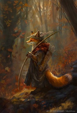 anthro autumn bow_(weapon) clothing forest gloves green_clothing green_hat green_headwear green_jacket green_topwear handwear hat headgear headwear holding_bow_(weapon) holding_object holding_ranged_weapon holding_weapon jacket leaf loose_feather male outside plant ranged_weapon side_view solo standing tail topwear tree weapon valkiri canid canine fox mammal digital_media_(artwork)