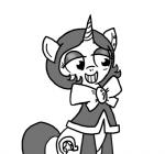 clothing ear_piercing equid equine fan_character female feral ficficponyfic hasbro horn joyride_(colt_quest) mammal monochrome my_little_pony mythological_creature mythological_equine mythology piercing ribbons simple_background solo unicorn