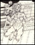 5_fingers 5_toes anthro athletic athletic_anthro athletic_female black_border bodily_fluids border breasts city city_background cityscape claws clenched_teeth clock dewclaw drooling featureless_breasts featureless_crotch feet female fingers fur hair ink jewelry looking_at_viewer markings navel necklace nude open_mouth pawpads paws pencil saliva september_(cougar_leon) simple_background solo spots spotted_body spotted_fur tail teeth text thick_thighs toe_claws toes toned_body toned_female toned_stomach toned_thighs tranquilizer tuft watch wristwatch cougar_leon humanoid hyena hyenid_(species) mammal spotted_hyena werecreature werehyena 2025 artist_name english_text hi_res monochrome shaded signature sketch traditional_media_(artwork)