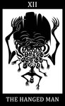 5_fingers 9_arms ambiguous_gender black_border border card conjoined fingers front_view hole_(pit) long_arms major_arcana multi_arm multi_face multi_head multi_limb number rib_cage ribs roman_numeral silhouette simple_background tarot tarot_card teeth tentacles text the_hanged_man_(tarot) upside_down white_background white_text sunnyclockwork bloodborne fromsoftware sony_corporation sony_interactive_entertainment the_one_reborn eldritch_abomination humanoid 2016 black_and_white digital_drawing_(artwork) digital_media_(artwork) english_text hi_res monochrome