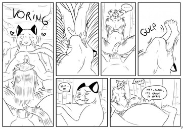 abdominal_bulge anal anal_penetration anthro anthro_on_feral balls bestiality bodily_fluids butt cowgirl_position deep_penetration dialogue dominant ellipsis erection eyes_closed feral from_front_position genitals group heart_symbol humanoid_genitalia humanoid_penis interspecies larger_dom larger_male licking licking_lips lying male male/male male_on_bottom male_on_top male_penetrated male_penetrating male_penetrating_male nude on_back on_bottom on_top oral_vore outside penetration penis plant saliva self_lick sex sitting size_difference smaller_male speech_bubble straddling text tongue tongue_out tree vore what james_howard alpha_(james_howard) rex_(james_howard) canid canine canis cougar domestic_cat domestic_dog felid feline felis mammal 2011 archived_source black_and_white character_name comic digital_drawing_(artwork) digital_media_(artwork) english_text monochrome multiple_scenes