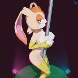areola armwear big_breasts big_ears breasts butt clothing collar dancing elbow_gloves exposed_breasts female glistening gloves handwear jewelry leggings legwear licking lights looking_at_viewer mature_female mostly_nude necklace nipples open_mouth pole pole_between_breasts pole_dancing solo stripper_pole tongue tongue_out gevind sega sonic_the_hedgehog_(series) vanilla_the_rabbit lagomorph leporid mammal rabbit 1:1 2021 absurd_res hi_res