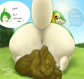 anthro anus big_butt blush butt butt_focus dialogue dirty_anus duo feces feces_on_ground feces_pile female female/female forest green_body huge_butt looking_at_another looking_at_partner looking_back looking_back_at_another looking_back_at_partner multicolored_body outside plant rear_view sky speech_bubble tail tan_body text tree two_tone_body wide_hips drain_scat nintendo pokemon generation_5_pokemon pokemon_(species) reptile scalie servine snivy 2025 english_text hi_res sibling_(lore) sister_(lore) sisters_(lore)