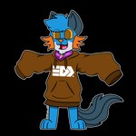 1:1 alpha_channel anthro arms_out blue_body blue_fur brown_clothing brown_hoodie brown_sweater brown_topwear canid canine canis clothing constructed_script fin food fruit fur generation_3_pokemon happy head_tuft hi_res hoodie hybrid inkling_text long_sleeved_sweater long_sleeves male mammal nintendo open_mouth orange_eyes orange_gills orange_nose outline oversized_clothing oversized_hoodie oversized_topwear persim_berry persim_scarf plant pokemon pokemon_(species) pokemon_berry pokemon_mystery_dungeon rgbovine_art simple_background sleeves_past_fingers sleeves_past_wrists solo spike_chunsoft splatoon standing swampert sweater tail tail_fin text topwear transparent_background tuft white_outline wolf xevy