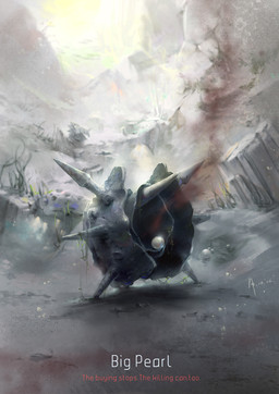ambiguous_gender blood bodily_fluids death detailed_background gem pearl_(gem) realistic seaweed text underwater water wounded zero_pictured a-shacho nintendo pokemon aquatic cloyster generation_1_pokemon mollusk pokemon_(species) 2014 english_text hi_res signature