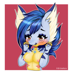 anthro breasts chibi exposed_breasts female fur gills glistening glistening_body glistening_skin hair inner_ear_fluff multicolored_body nails nipples non-mammal_breasts nude red_eyes solo tuft yellow_body yellow_skin adrinekov bandai_namco digimon axela fan_character aquatic digimon_(species) fish furred_shark gabumon hybrid shark 1:1 bust_portrait digital_media_(artwork) hi_res icon portrait