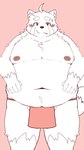 anthro asian_clothing belly big_belly blush clothing east_asian_clothing fundoshi humanoid_hands japanese_clothing kemono male moobs navel nipples overweight overweight_male pink_background red_clothing red_fundoshi red_underwear simple_background solo underwear menmen_kesinn ailurid mammal red_panda 2024 9:16 hi_res