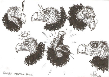 ambiguous_gender angry anthro elderly gown halo sad smile solo skekla_(artist) the_dark_crystal skeksil_the_chamberlain alien skeksis expression_sheet