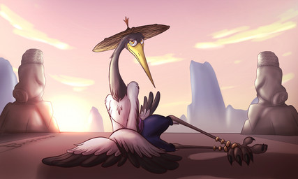 4_toes anisodactyl avian_feet beak biped claws clothed clothing detailed_background feathers feet feral long_beak looking_at_viewer male mountain outside rock seductive semi-anthro shadow sky solo sunset talons toes wings bassybefuddle conditional_dnp dreamworks kung_fu_panda master_crane avian bird black-necked_crane crane_(bird) gruiform grus_(genus) 5:3 digital_drawing_(artwork) digital_media_(artwork) shaded soft_shading