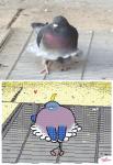 ambiguous_gender comparison feathers feral fluffy grey_body grey_feathers heart_symbol knock-kneed photo real solo tail tail_motion tailwag toony vent wind keke_(artist) the_seven_year_itch marilyn_monroe avian bird columbid pigeon rock_dove 2d_animation animated digital_media_(artwork) flipnote_studio_(artwork) frame_by_frame low_res short_playtime