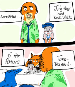 2_panel_comic accessory after_kiss all_fours anthro bed bedding biped black_ears black_eyebrows black_markings black_text blanket blue_blanket blue_clothing blue_hat blue_headwear blue_necktie blue_shirt blue_topwear blush blush_lines bodily_fluids bowler_hat caught_in_the_act clothed clothed_anthro clothed_female clothed_male clothing countershade_face countershade_fur countershade_neck countershade_torso countershading dipstick_ears ear_grab ear_markings ear_pull ears_down eye_contact eye_markings eyebrows eyelashes female fingers fur fur_tuft furniture gloves_(marking) green_clothing green_eyes green_shirt green_topwear grey_body grey_fur group hat headgear headwear interspecies jaw_drop larger_anthro larger_male leaf_print leaf_print_clothing leaf_print_shirt looking_at_another male male/female markings meter_maid multicolored_ears neck_tuft necktie nude nude_anthro nude_female nude_male obscured_penetration obscured_sex on_bed orange_body orange_clothing orange_fur orange_topwear orange_tuft orange_vest past_meets_present pillow pink_blush pink_inner_ear pink_mouth pink_tongue pivoted_ears pointy_ears prick_ears purple_eyes rabbit_ears safety_vest saliva saliva_string shirt shocked size_difference smaller_anthro smaller_female snout square_crossover standing tan_body tan_countershading teeth text tongue topwear tuft two_panel_image vest white_body white_countershading wide_eyed sunnypompom06 disney somehow_have_time-traveled_to_the_future zootopia judy_hopps nick_wilde canid canine european_rabbit fox lagomorph leporid mammal oryctolagus rabbit red_fox true_fox 2026 character_name colored colored_sketch comic english_text handwritten_text hi_res meme right_to_left sketch