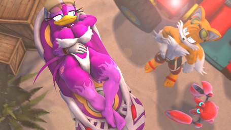 2_tails 5_fingers 5_toes abs anthro bandeau beak big_breasts big_butt blue_eyes breasts bubble_butt butt clothed clothing curvy_figure detailed_background duo eyelashes eyewear eyewear_on_head feathers feet female fingers fluffy fluffy_tail footwear fur gloves goggles goggles_on_head hand_on_hip hand_on_own_hip handwear hourglass_figure hoverboard kerchief long_tail lounging machine male multi_tail multicolored_body multicolored_feathers multicolored_fur muscular muscular_anthro muscular_male outside panties purple_body purple_feathers sandals shoes skimpy smile tail tail_feathers thick_thighs toes topwear two_tone_body two_tone_feathers two_tone_fur underwear voluptuous voluptuous_anthro voluptuous_female white_body white_clothing white_fur white_gloves white_handwear white_panties white_underwear wide_hipped_anthro wide_hipped_female wide_hips yellow_body yellow_fur sarah_dellen kabalmystic_(modeler) sega sonic_riders sonic_the_hedgehog_(series) miles_prower wave_the_swallow avian bird canid canine crabmeat fox hirundinid mammal oscine passerine red_fox robot swallow_(bird) true_fox 16:9 2025 3d_(artwork) digital_media_(artwork) hi_res source_filmmaker_(artwork) widescreen