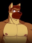 anthro brown_body brown_fur brown_hair collarbone facial_markings front_view fur hair head_markings looking_at_viewer male markings muscular muscular_anthro muscular_male muzzle_(marking) nipples nude short_hair simple_background smile snout snout_markings solo tan_body tan_fur transparent_background vasuki hammer_(character) canid canine canis domestic_dog german_shepherd herding_dog mammal pastoral_dog 3:4 alpha_channel cel_shading half-length_portrait portrait shaded