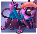 anthro anus ball_lick balls bodily_fluids bottomless claws clothed clothing cum duo erection genital_fluids genitals hoodie leaking_cum licking looking_at_viewer male male/male oral partially_clothed pawpads paws precum sex tongue topwear xlyuz epic_games fortnite nyanja_(fortnite) domestic_cat felid feline felis mammal hi_res