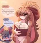 accessory ahoge anthro arm_tuft big_breasts blood blue_eyes blush blush_lines bodily_fluids book bow_ribbon breasts brown_body brown_fur brown_hair casual_exposure casual_nudity chest_tuft covering covering_breasts dialogue duo ear_tuft exaggerated_expression female fur genitals gradient_background green_eyes grey_body grey_fur grey_hair hair hair_accessory hair_bow hair_ribbon long_ears looking_away male male/female mouthless multicolored_body multicolored_fur multicolored_hair name_in_dialogue navel nosebleed nude nude_female nudist pink_nose ponytail pubes ribbons romantic romantic_couple shoulder_tuft simple_background speech_bubble spiky_hair teeth teeth_showing text tuft two_tone_body two_tone_fur vulva jo-vee-al book_and_boob phoebe_(jo-vee-al) rigel_(jo_vee_al) domestic_rabbit lagomorph leporid lop_rabbit mammal oryctolagus rabbit 2025 digital_drawing_(artwork) digital_media_(artwork) english_text hi_res meme signature
