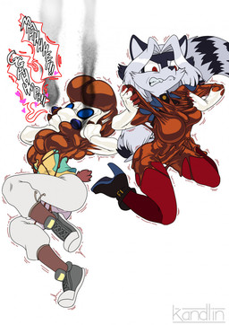 anthro big_breasts black_body black_fur boots bottomwear bound breasts brown_body brown_fur brown_latex clothed clothed_anthro clothed_female clothing drone dronification duo encasement fangs female fluffy fluffy_tail footwear fur hair heart_symbol high_heeled_boots high_heels kneeling latex long_hair multicolored_body multicolored_fur pants red_bottomwear red_clothing red_eyes red_pants shoes struggling tail teeth two_tone_body two_tone_fur white_body white_bottomwear white_clothing white_fur white_hair white_latex white_pants kandlin erita_(feyro) milena_kazemira ailurid hybrid mammal mephitid procyonid raccoon red_panda skunk vampire 2022 hi_res story story_in_description