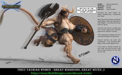 anthro biceps big_breasts breasts female horn huge_breasts muscular muscular_female muscular_thighs size_difference solo spread_legs spreading tail text thick_thighs noaidesigns european_mythology greek_mythology mythology bovid bovine mammal minotaur mythological_creature 3d_(artwork) digital_media_(artwork) english_text hi_res url widescreen