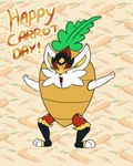 anthro carrot clothing exclamation_point food fur male open_mouth paws plant pokemorph solo standing suit text tongue vegetable latiar nintendo pokemon lorenzo_(latiar) cinderace generation_8_pokemon pokemon_(species) 2020 4:5 animated digital_media_(artwork) english_text short_playtime