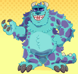 claws dotted_background fluffy halftone_background horn male pattern_background simple_background solo stippling tail crownedvictory disney monsters_inc patreon pixar sulley monster 2020 digital_drawing_(artwork) digital_media_(artwork) full-length_portrait halftone hi_res portrait shaded