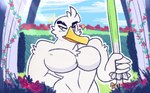 anthro beak feathers flower grass hand_behind_back holding_object holding_weapon male melee_weapon muscular muscular_male pecs plant rose_(flower) solo sword weapon white_body white_feathers clawzetto nintendo pokemon generation_8_pokemon pokemon_(species) sirfetch'd digital_media_(artwork)