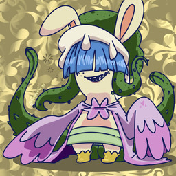 anthro blue_hair boots bottomwear clothed clothed_anthro clothed_female clothing female female_anthro footwear freckled_face freckles fully_clothed fully_clothed_anthro fully_clothed_female green_bottomwear green_clothing green_hat green_headwear green_skirt hair hair_over_eyes hat headgear headwear long_ears multicolored_body noseless open_mouth open_smile pattern_background plant purple_clothing purple_shirt purple_topwear sharp_teeth shirt shoes simple_background skirt sleeves_past_fingers smile solo standing tan_body tan_inner_ear tan_skin teeth text thorns topwear two_tone_body vines yellow_background yellow_boots yellow_clothing yellow_footwear flyinurfries mario_bros mario_plus_rabbids_sparks_of_hope nintendo raving_rabbids rayman_(series) ubisoft daphne_(mario_plus_rabbids) spark_hunter elemental_creature flora_fauna hybrid lagomorph mammal rabbid 1:1 2022 artist_name crossover digital_drawing_(artwork) digital_media_(artwork) english_description full-length_portrait hi_res portrait shaded