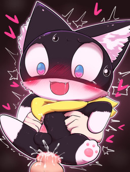 anal anal_penetration anthro anthro_focus anthro_penetrated anus balls biped black_background black_body black_fur blue_eyes blush blush_lines bodily_fluids carrying_another chibi constricted_pupils cum cum_in_ass cum_inside cum_splatter cute_fangs disembodied_hand disembodied_penis duo ejaculation erection fangs feet fleshlight_position front_view fur genital_fluids genitals gloves_(marking) hearts_around_body hindpaw human_on_anthro human_penetrating human_penetrating_anthro human_penetrating_male humanoid_genitalia humanoid_penis inner_ear_fluff interspecies larger_male leaking_precum leg_markings looking_at_genitalia looking_at_penis looking_pleasured male male/male male_anthro male_focus male_human male_on_anthro male_on_human male_penetrating_anthro markings multicolored_body multicolored_fur open_mouth paws penetration penile penile_penetration penis penis_in_ass plantigrade precum pupils saliva sex shaking simple_background size_difference small_pupils smaller_anthro smaller_human smaller_male smaller_penetrated socks_(marking) solo_focus sweat teeth tremble_spikes trembling tuft two_tone_body two_tone_fur white_body white_fur badwingm atlus megami_tensei persona_(series) persona_5 sega morgana_(persona) human mammal 2020 cel_shading digital_drawing_(artwork) digital_media_(artwork) hi_res shaded