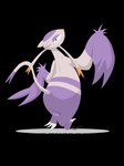 2012 ambiguous_gender anthro biped black_background claws dipstick_tail feet fur generation_5_pokemon hi_res long_tail looking_at_viewer looking_back markings mienshao nintendo pokemon pokemon_(species) potoobrigham purple_body purple_feet purple_fur purple_tail_tip red_eyes simple_background solo tail tail_markings white_body white_claws white_fur white_tail