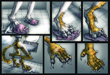 anthro bodily_fluids brush brushing brushing_teeth drooling female human_to_anthro nude saliva solo species_transformation tail transformation transformation_sequence nolaf domestic_cat felid feline felis mammal comic