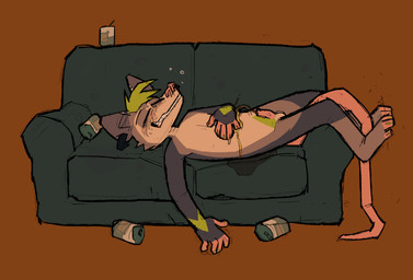 anthro bodily_fluids degradation drunk genital_fluids genitals male nude peeing penis pisskink simple_background solo substance_intoxication urine watersports openfracturesday american_opossum mammal marsupial absurd_res digital_media_(artwork) hi_res