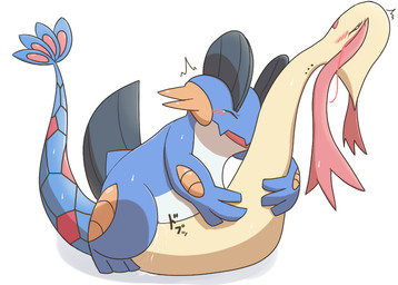 blush bodily_fluids cum duo female feral from_front_position genital_fluids hug looking_pleasured lying male male/female missionary_position on_back serpentine sex simple_background tongue white_background iro_suzume nintendo pokemon generation_3_pokemon mammal milotic pokemon_(species) swampert