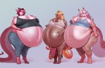 anthro barefoot belly big_belly big_breasts breasts clothed clothing curvy_figure feet female footwear group hair hand_on_own_breast huge_belly huge_breasts humanoid_pointy_ears hyper hyper_belly hyper_pregnancy long_hair looking_at_viewer multiple_pregnancies nipple_outline pink_body pink_hair pointy_ears pregnant standing tail thick_thighs topwear trio voluptuous wide_hips odisia mythology rose_(genoblader) dragon humanoid mammal mythological_creature mythological_scalie scalie hi_res