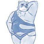 anthro belly blush bodily_fluids clothing embarrassed eyebrows eyewear glasses male moobs overweight overweight_male solo sweat swimwear thick_eyebrows yaki_atsuage lifewonders tokyo_afterschool_summoners volos_(tas) bear mammal 1:1 hi_res sketch