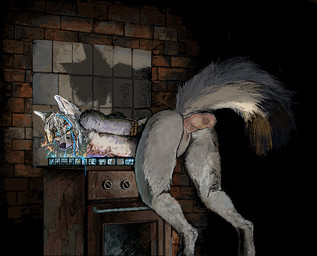 anthro biped breasts burn character_prepared_as_food detailed_background disembodied_penis duo eyewear female fire forced from_behind_position fur gas genitals glasses gore grey_body grey_fur male nipples penis rape rope sex solo_focus tail torture vulva jeffusherb fio_(wipfenfels) canid canine fox mammal digital_media_(artwork) pixel_(artwork)