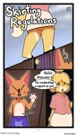 anthro clothed clothing dialogue duo female halftone halftone_background male pattern_background simple_background starabbit animal_crossing nintendo crazy_redd isabelle_(animal_crossing) canid canine canis domestic_dog fox mammal 4:7 absurd_res comic hi_res