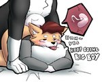 all_fours anthro black_body black_fur blush bodily_fluids brown_hair cum doggystyle duo from_behind_position fur genital_fluids hair happy hug hugging_object hugging_pillow impregnation internal looking_pleasured male male/male male_impregnation on_top ovum ovum_with_heart pillow sex sperm_cell tongue tongue_out white_body white_fur yellow_body yellow_fur alliartist austin_(alliartist) dennis_(alliartist) canid canine canis domestic_dog husky mammal nordic_sled_dog shiba_inu spitz