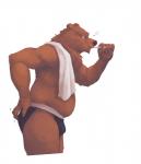 anthro belly black_nose bulge butt clothing humanoid_hands male overweight overweight_anthro overweight_male simple_background solo underwear white_background lowergold lowerkuo bear mammal 2019