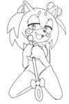 anthro breasts female hair kneeling looking_at_viewer nude open_mouth open_smile simple_background smile smiling_at_viewer solo senshion sega sonic_the_hedgehog_(series) fan_character eulipotyphlan hedgehog mammal 2023 hi_res monochrome