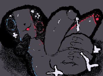 anthro balls big_balls big_penis bodily_fluids body_writing cum cum_on_balls cum_on_ground erection genital_fluids genitals huge_balls huge_penis lying male multicolored_body nude on_back open_mouth penis solo pincoosh nintendo nintendo_switch nintendo_switch_2 switch_dog switch_dog_2 canid canine canis domestic_dog mammal 2026 animated digital_media_(artwork)