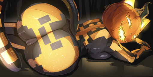 biped breasts butt female food for_a_head fruit genitals looking_at_viewer looking_back lying open_mouth plant pumpkin pumpkin_head shadow smile solo tail thick_thighs vulva wide_hips aleidom epic_games fortnite spice_(fortnite) animal_humanoid cat_humanoid elemental_creature elemental_humanoid felid felid_humanoid feline feline_humanoid flora_fauna food_creature food_humanoid fruit_humanoid humanoid hybrid living_fruit mammal mammal_humanoid object_head plant_humanoid hi_res
