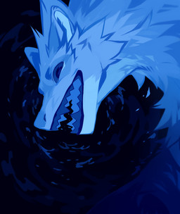 abstract_background ambiguous_gender cheek_tuft facial_tuft fangs feral fur head_tuft long_neck looking_at_viewer narrowed_eyes neck_tuft open_mouth sharp_teeth side_view solo teeth tuft unsigned corzh77 mythology dragon furred_dragon furred_scalie mythological_creature mythological_scalie scalie absurd_res black_and_blue hi_res monochrome