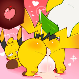 after_sex ass_up bodily_fluids butt cum cum_in_vagina cum_inflation cum_inside female feral genital_fluids heart_eyes heart_symbol impregnation inflation leaking_cum looking_back male male/female open_mouth ovum spread_legs spreading thick_thighs softestpuffss nintendo pokemon fan_character plasma_(plasma_dragoon) generation_6_pokemon generation_9_pokemon mega_ampharos mega_evolution mega_raichu mega_raichu_x pokemon_(species) 1:1 2d_animation animated hi_res