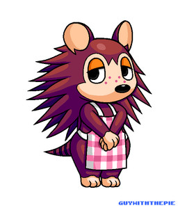 anthro apron apron_only clothing female mostly_nude simple_background solo white_background guywiththepie animal_crossing nintendo sable_able eulipotyphlan hedgehog mammal 2020 aliasing digital_media_(artwork)